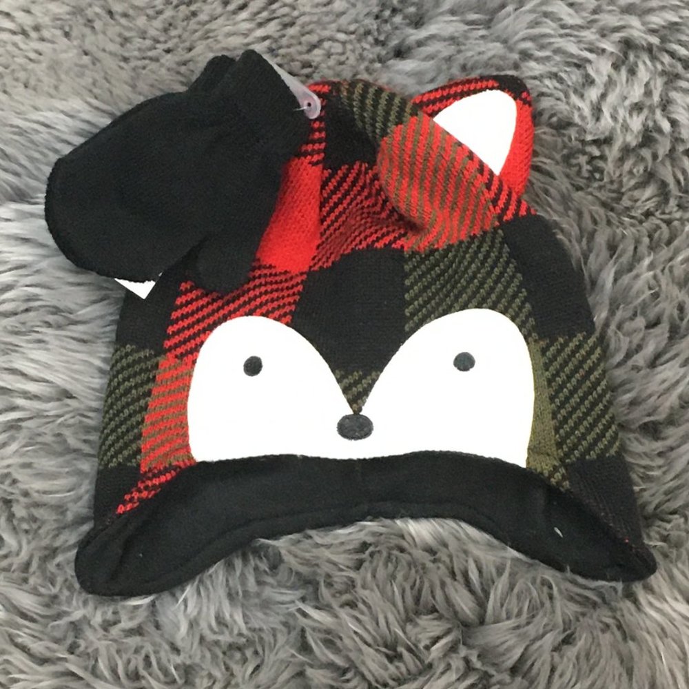 Sears | Kid's Fox Theme Winter Hat & Glove Set | 2 Pieces | Size Toddler